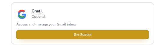 The Gmail card on the Communication dashboard, with its Get Started button